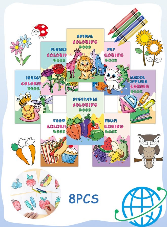 GD Cute Cozy Coloring Book Gift Box Set with 8 Mini Books/4 Crayon - Bulk Mini Coloring Books for Kids Ages 4-8, Small Eid Goodie Bag Stuffers School Gift Art Crafts Classroom Prizes - Image 1